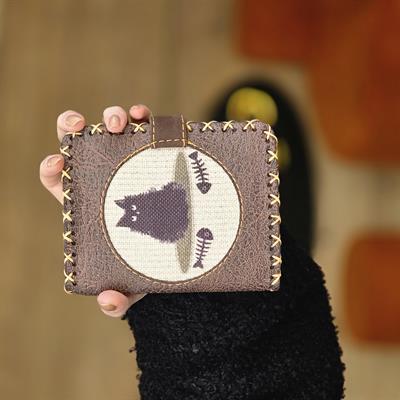 Karamık Figürlü Küçük Cüzdan Etnik Bohem Retro Style - Kahve