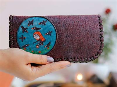 Karga Figürlü Büyük Cüzdan Etnik Bohem Retro Vintage Style - BORDO