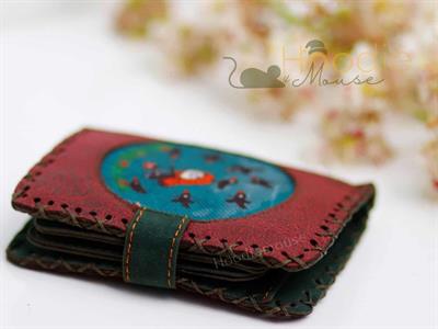 Karga Kız Figürlü Küçük Cüzdan Etnik Bohem Retro Style - Bordo