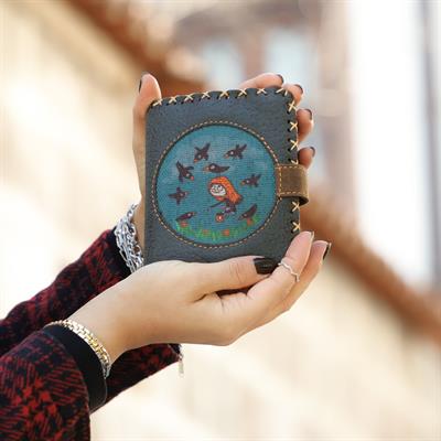 Karga Kız Figürlü Küçük Cüzdan Etnik Bohem Retro Style - Antrasit