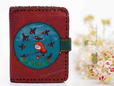 Karga Kız Figürlü Küçük Cüzdan Etnik Bohem Retro Style - Bordo