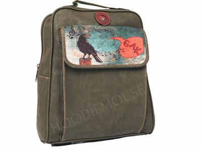 Karga Figürlü Unisex Canta Hem Sırt Hem Capraz Hem Elde Etnik Bohem Style - YESİL