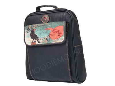 Karga Figürlü Unisex Canta Hem Sırt Hem Capraz Hem Elde Etnik Bohem Style - SİYAH