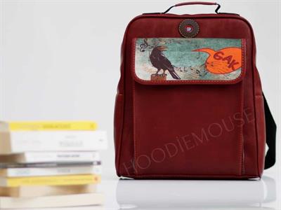 Karga Figürlü Unisex Canta Hem Sırt Hem Capraz Hem Elde Etnik Bohem Style - BORDO