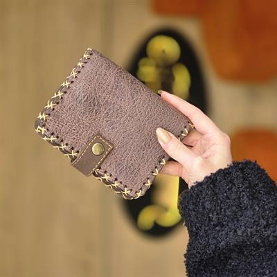 Karga Kız Figürlü Küçük Cüzdan Etnik Bohem Retro Style - Kahve