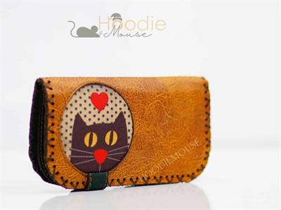 Kedi Aşkı Figürlü Büyük Cüzdan Etnik Bohem Retro Vintage Style - HARDAL