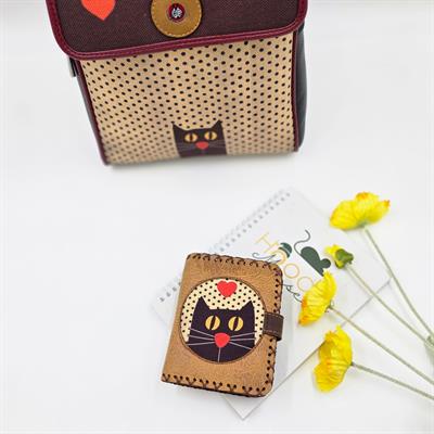 Kedi Aşkı Figürlü Kapaklı Sırt Çantası Siyah, Küçük Cüzdan Hardal Etnik Bohem Style Kombin