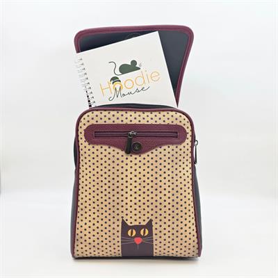 Kedi Aşkı Figürlü Kapaklı Sırt Çantası Etnik Bohem Style - SİYAH