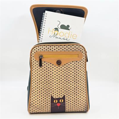 Kedi Aşkı Figürlü Kapaklı Sırt Çantası Etnik Bohem Style - YESİL