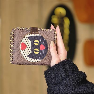 Kedi Askı Figürlü Küçük Cüzdan Etnik Bohem Retro Style - Kahve