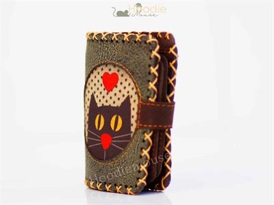 Kedi Askı Figürlü Küçük Cüzdan Etnik Bohem Retro Style -Yesil