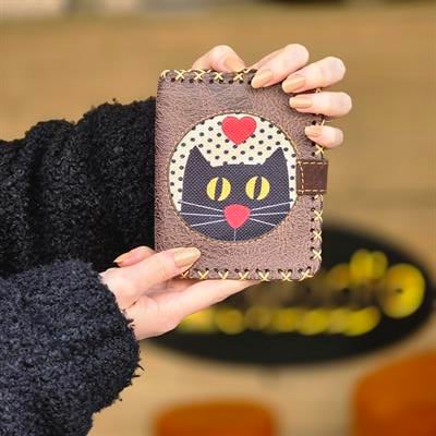 Kedi Askı Figürlü Küçük Cüzdan Etnik Bohem Retro Style - Kahve