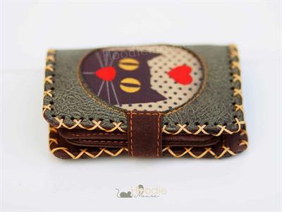 Kedi Askı Figürlü Küçük Cüzdan Etnik Bohem Retro Style -Yesil