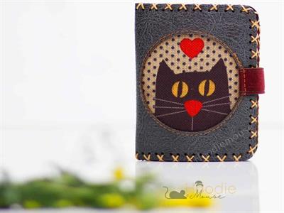 Kedi Aski Figürlü Küçük Cüzdan Etnik Bohem Retro Style - Antrasit