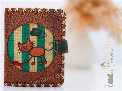 Kedi Balık Figürlü Küçük Cüzdan Etnik Bohem Retro Style - Kahverengi