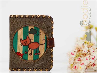 Kedi Balık Figürlü Küçük Cüzdan Etnik Bohem Retro Style - Yeşil