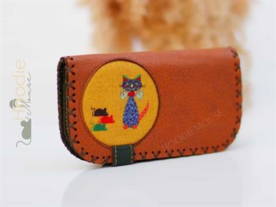 Kedi Fare Figürlü Büyük Cüzdan Etnik Bohem Retro Vintage Style - TABA