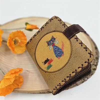 Kedi Fare Figürlü Küçük Cüzdan Etnik Bohem Retro Style -Hardal
