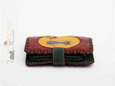 Kedi Fare Figürlü Küçük Cüzdan Etnik Bohem Retro Style -Bordo