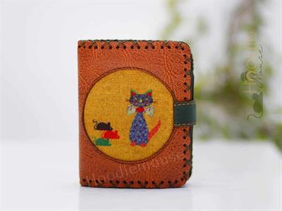 Kedi Fare Figürlü Küçük Cüzdan Etnik Bohem Retro Style -Taba