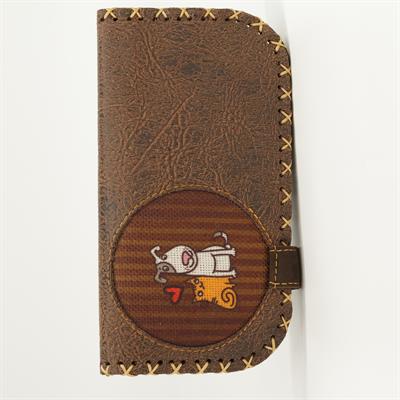 Kedi ve Köpek Figürlü Büyük Cüzdan Etnik Bohem Retro Vintage Style  - KAHVERENGİ