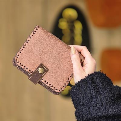 Kedi ve Köpek Figürlü Küçük Cüzdan Etnik Bohem Retro Style -Taba