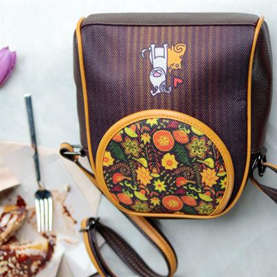 Kedi ve Köpek Figürlü Küçük Postacı Omuz Çantası Etnik Bohem Style - Kahverengi