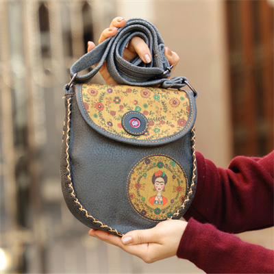 Klasik Frida Çapraz Örgülü Kol Çantası Etnik Bohem Style - Antrasit