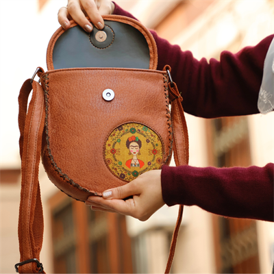 Klasik Frida Çapraz Örgülü Kol Çantası Etnik Bohem Style - Taba