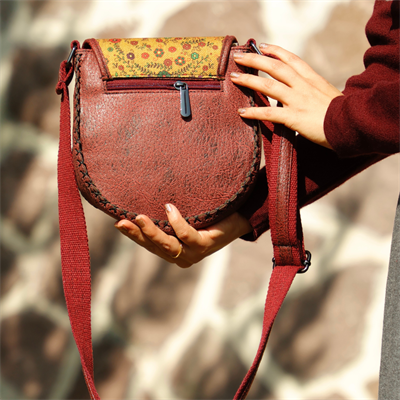 Klasik Frida Çapraz Örgülü Kol Çantası Etnik Bohem Style - Bordo
