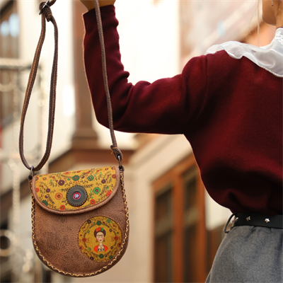 Klasik Frida Çapraz Örgülü Kol Çantası Etnik Bohem Style - Kahverengi
