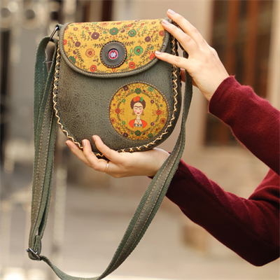 Klasik Frida Çapraz Örgülü Kol Çantası Etnik Bohem Style - Yesil