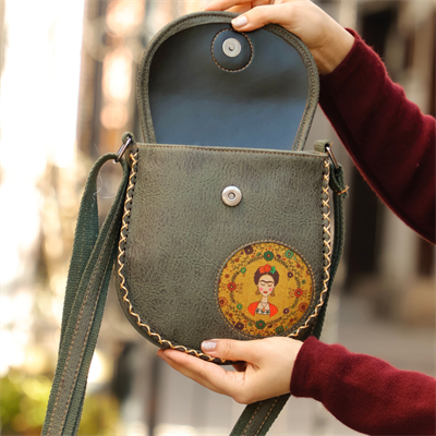 Klasik Frida Çapraz Örgülü Kol Çantası Etnik Bohem Style - Yesil
