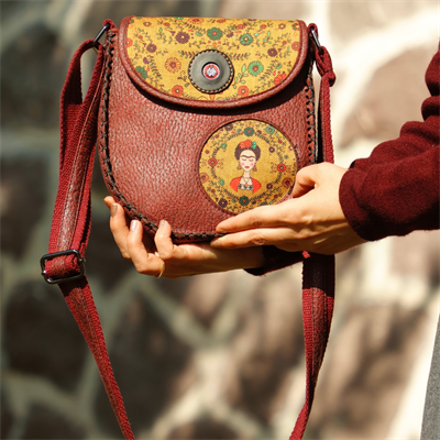 Klasik Frida Çapraz Örgülü Kol Çantası Etnik Bohem Style - Bordo