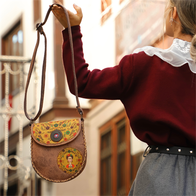 Klasik Frida Çapraz Örgülü Kol Çantası Etnik Bohem Style - Kahverengi