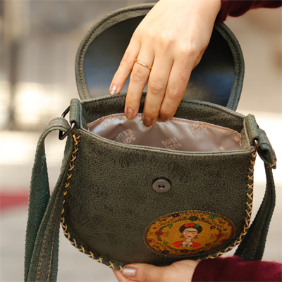 Klasik Frida Çapraz Örgülü Kol Çantası Etnik Bohem Style - Yesil