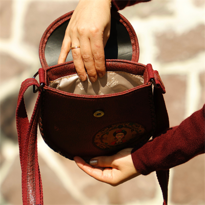 Klasik Frida Çapraz Örgülü Kol Çantası Etnik Bohem Style - Bordo