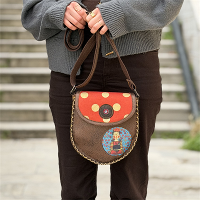 Klasik Frida Çapraz Örgülü Kol Çantası Etnik Bohem Style - KAHVE