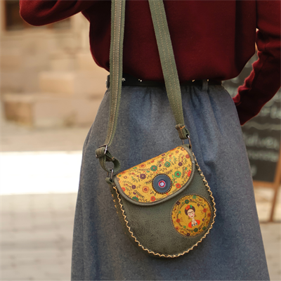 Klasik Frida Çapraz Örgülü Kol Çantası Etnik Bohem Style - Yesil