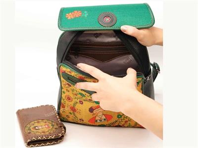 Klasik Frida Figürlü Kapaklı Sırt Çantası Siyah, Büyük Cüzdan Etnik Bohem Style Cüzdan Kahverengi Kombin