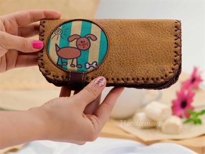 Köpek Figürlü Büyük Cüzdan Etnik Bohem Retro Vintage Style - HARDAL