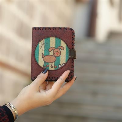 Köpek Kemik Figürlü Küçük Cüzdan Etnik Bohem Retro Style - Bordo