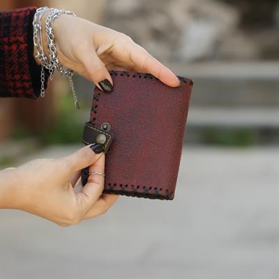 Köpek Kemik Figürlü Küçük Cüzdan Etnik Bohem Retro Style - Bordo