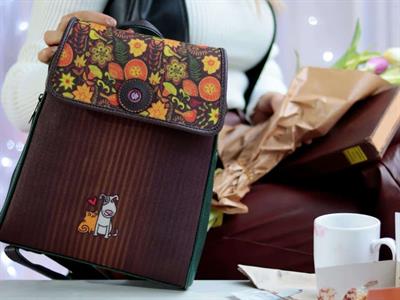 Köpek ve Kedi Figürlü Kapaklı Sırt Çantası Etnik Bohem Style - YESİL