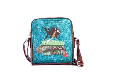 Küçük Kara Balık Figürlü Büyük Postacı Kol Çantası Etnik Bohem Style - Bordo