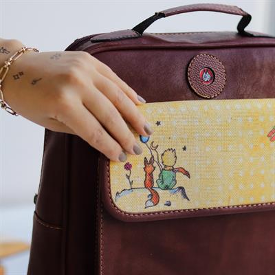 Küçük Prens Desen Unisex Canta Hem Sırt Hem Capraz Hem Elde Etnik Bohem Style - BORDO