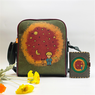 Küçük Prens Figürlü Büyük Postacı Kol Çantası Yesil, EKüçük Cüzdan Yesil Etnik Bohem Style KOMBİN