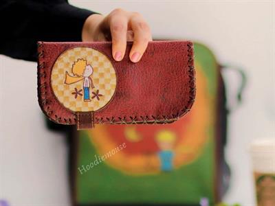 Küçük Prens Figürlü Büyük Postacı Kol Çantası Etnik Bohem Style Çanta Siyah, Cüzdan Bordo KOMBİN