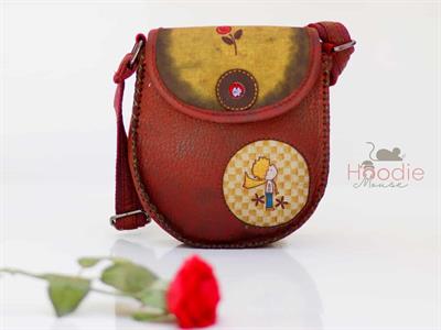 Küçük Prens Figürlü Çapraz Örgülü Kol Çantası Etnik and Bohem Style - Bordo