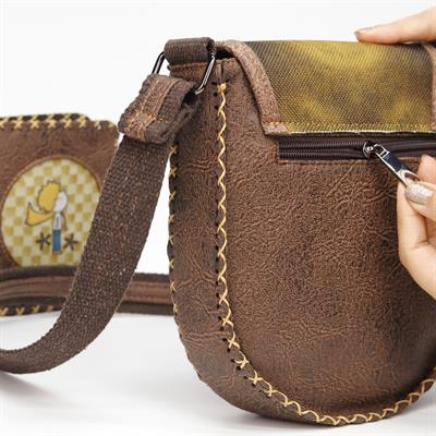 Küçük Prens Figürlü Çapraz Örgülü Kol Çantası Etnik Bohem Style - Kahverengi